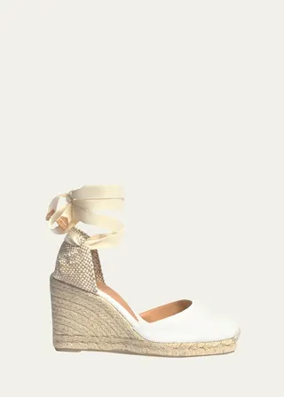 Carina Canvas Ankle-Wrap Wedge Espadrilles