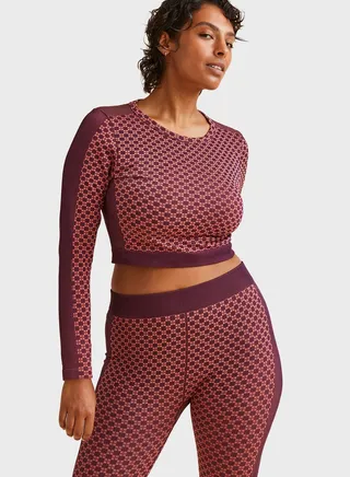 Round Neck Printed Crop Top