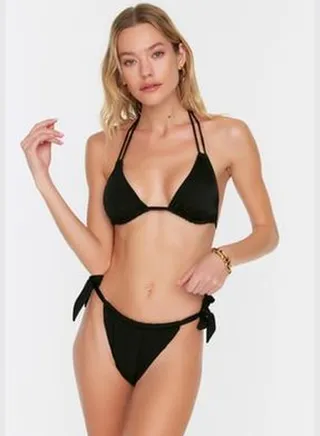 Black Tie Detailed Bikini Set TBESS22BT0037