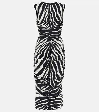 Zebra-print cady midi dress