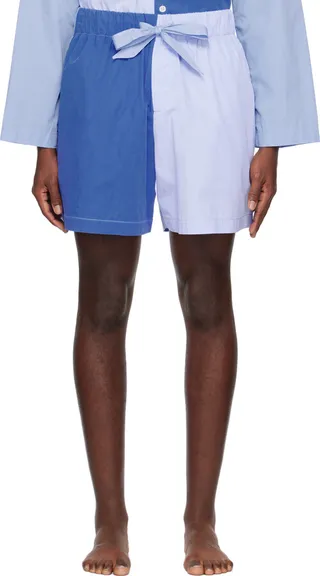 Tekla SSENSE Exclusive Blue Pyjama Shorts