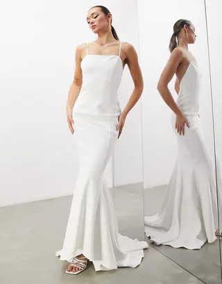 ASOS EDITION Eden crepe square neck cami wedding dress in ivory