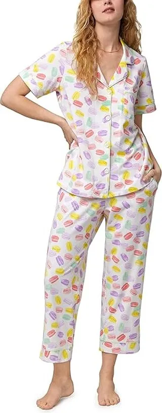 Bedhead PJs Short Sleeve Cropped PJ Set (Macarons) Women's Pajama Sets