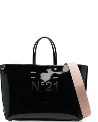 Debossed-Logo Leather Tote Bag