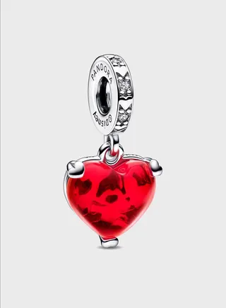 Disney Mickey & Minnie Mouse Kiss Red Murano Glass Dangle Charm