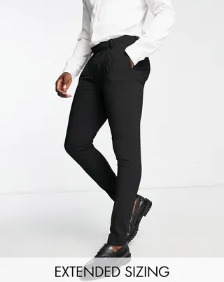 Noak Camden' super skinny premium fabric suit pants in black with stretch