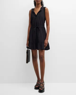 Lannah Sleeveless Silk Drawstring-Waist Mini Dress