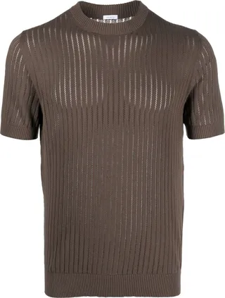 ribbed-knit cotton T-shirt