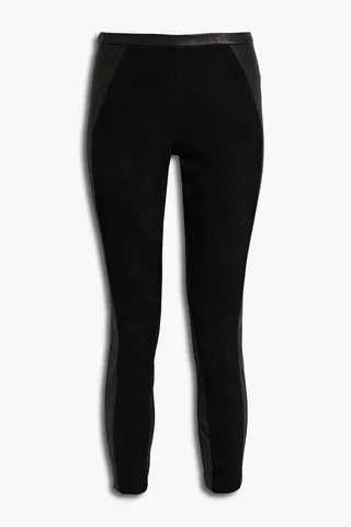 Wanina leather-paneled suede leggings