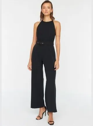 Black Petite Belt Jumpsuit TWOSS22TU0009