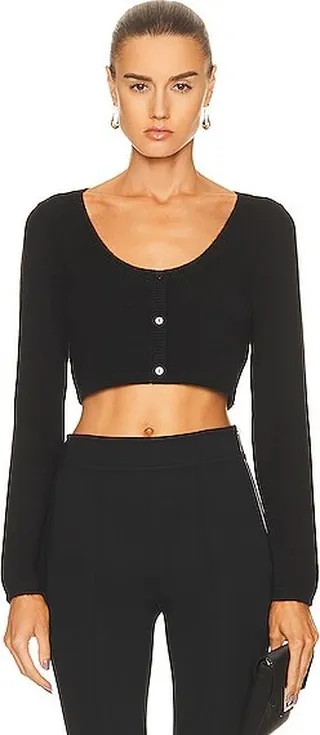 Zeynep Arcay Mini Cashmere Button Up Top in Black