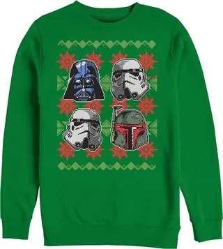 Men's Star Wars Ugly Christmas Empire Helmets Sweatshirt - Kelly Green - Medium