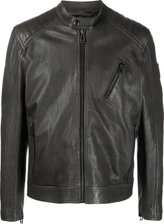 Zipped Leather Biker Jacket