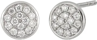18K White Gold Diamond Circle Stud Earrings - 0.16 ctw