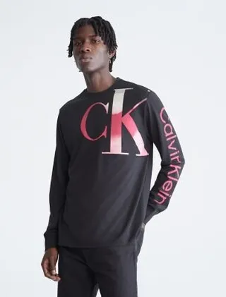 Relaxed Fit Cloud Print Long Sleeve Tee