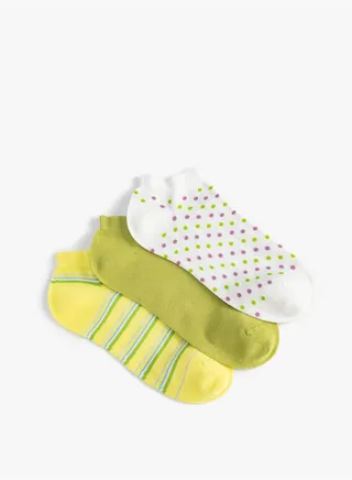 Polka Dot 3-Pack Bootie Socks Set Embroidered Detail