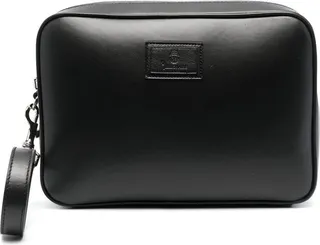 Logo-Patch Leather Wash Bag