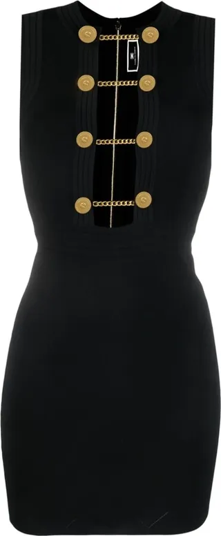 Plunging-Neck Ribbed Minidress