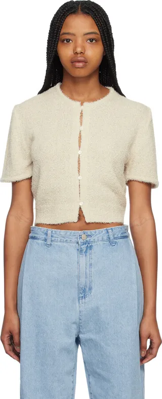 AMOMENTO Beige Fancy Balloon Cardigan