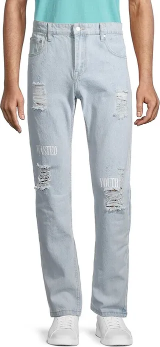 Faded & Distressed Slim-Fit Jeans
