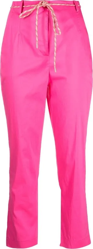 Belted-Waist Cropped Trousers