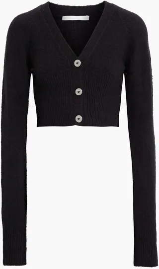 Cropped brushed cotton-blend cardigan