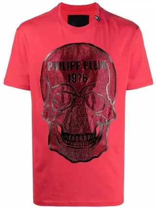 skull-studded cotton T-shirt