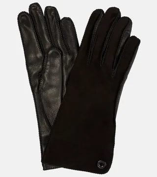 Suede and leather gloves