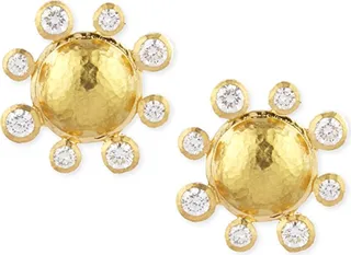 Diamond-Detailed 19k Gold Dome Earrings