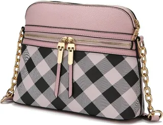 MKF Collection by Mia K Suki Checkered Crossbody Handbag - Pink