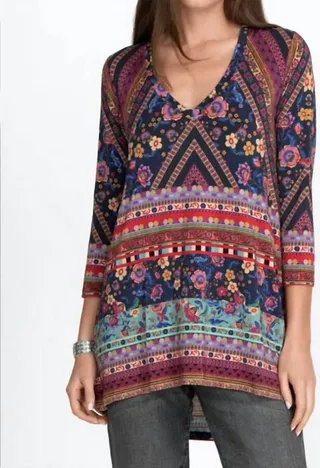 Cruz V-Neck Swing Tunic in Multi