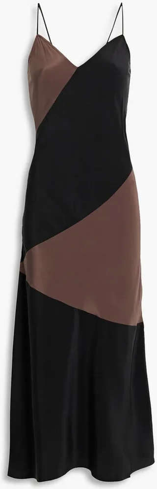 Forain two-tone washed-silk midi slip dress