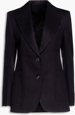 Pinstriped wool-twill blazer