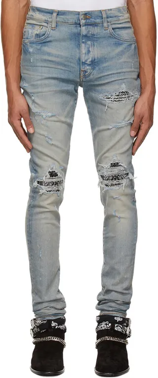 AMIRI Blue & Taupe MX1 Bandana Jeans