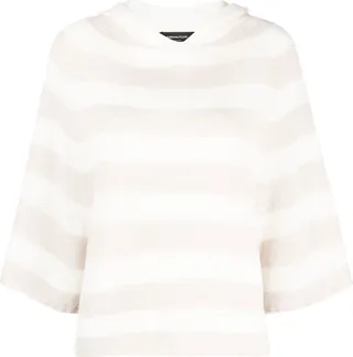 Striped Cashmere Hooded Top