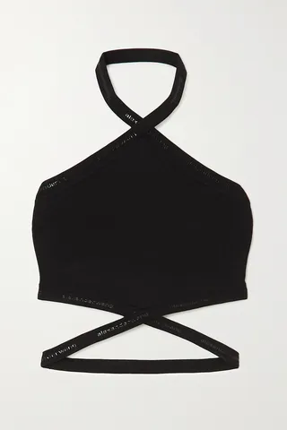 alexanderwang.t - Cutout Stretch-jersey Halterneck Top - Black