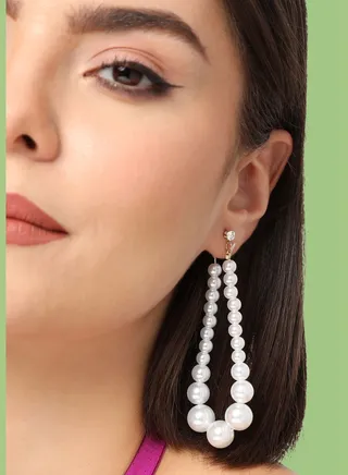 Gold Plated Party Pearls Drop Earring For Women