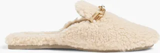 Essex chain-trimmed faux shearling slides