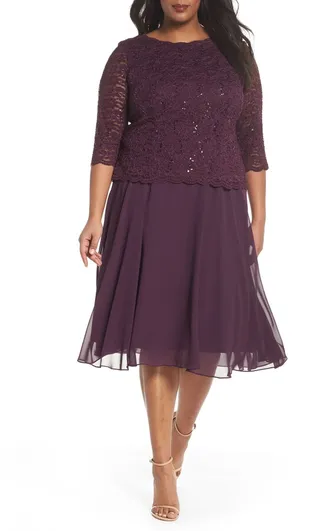 Mock Two-Piece Midi Dress