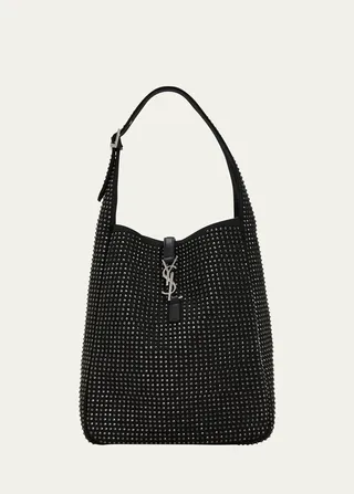 Le 5A7 Allover Crystal Canvas North-South Hobo Bag