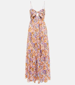Floral cotton voile midi dress
