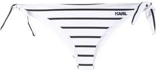 Striped Logo-Print Bikini Bottoms