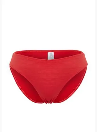 Red Textured Bikini Bottoms TBESS24BA00094