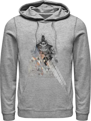 Men's Batman Shadow Figure Geometric Pull Over Hoodie - Athletic Heather - 2X Large