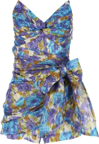 Zimmermann Floral-Printed Knot Detail Mini Dress