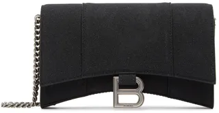 Balenciaga Black Glitter Hourglass Shoulder Bag
