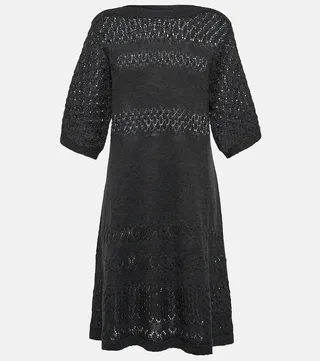 Open-knit alpaca wool-blend dress