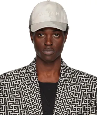 Balmain Gray Embroidered Cap
