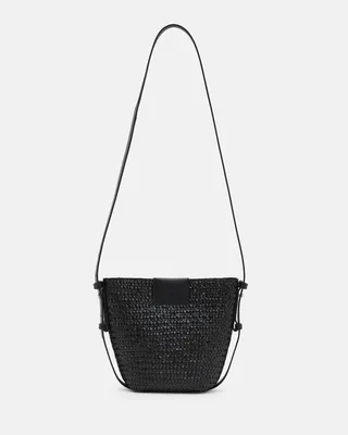 Ebro Straw Crossbody Bag - Black