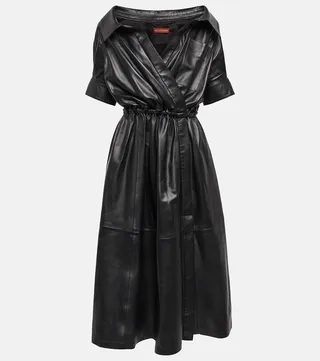 Lydia leather midi dress